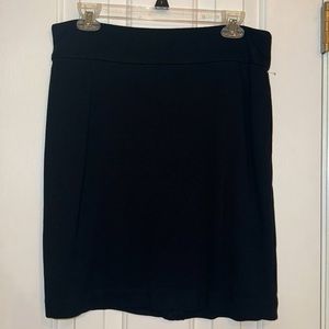 Madison black skirt with wide band, small split in back, zips in back, Size 12